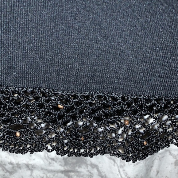 NOTATIONS BLACK KNIT SWEATER BELL SLEEVE MACRAME DETAILING LADIES SIZE XL - Picture 5 of 7